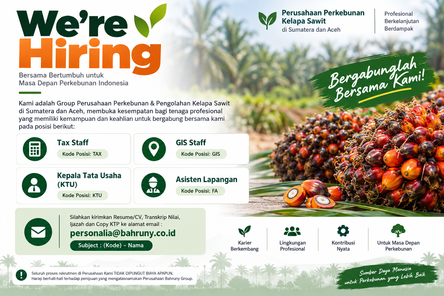 Lowongan Kerja Perkebunan Kelapa Sawit Sumatera